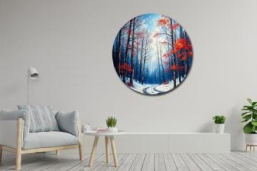 Ölgemälde rund groß fotorealismus winterlandschaft  kunst kaufen onlinel